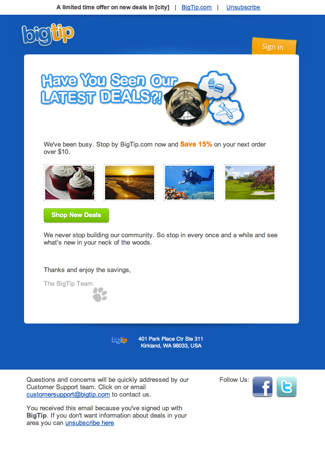 BigTip.com Email Design